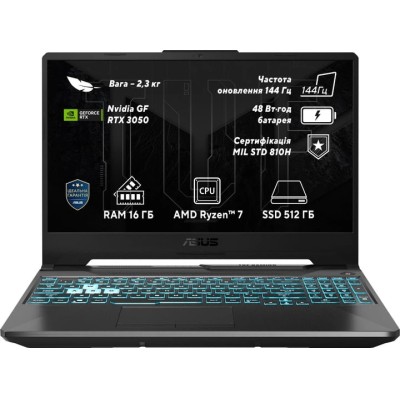 Ноутбук ASUS TUF Gaming A15 FA506NCQ-HN062 (90NR0QE7-M003C0) Graphite Black / 15.6" IPS 144 Гц